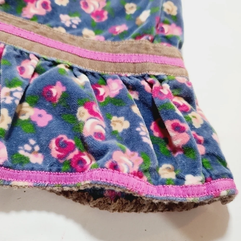 Genuine Kids from Oshkosh Blue Pink Flower Velour Skirt size 5